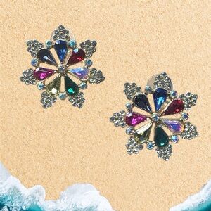 Multicolor Crystal Flower Earrings